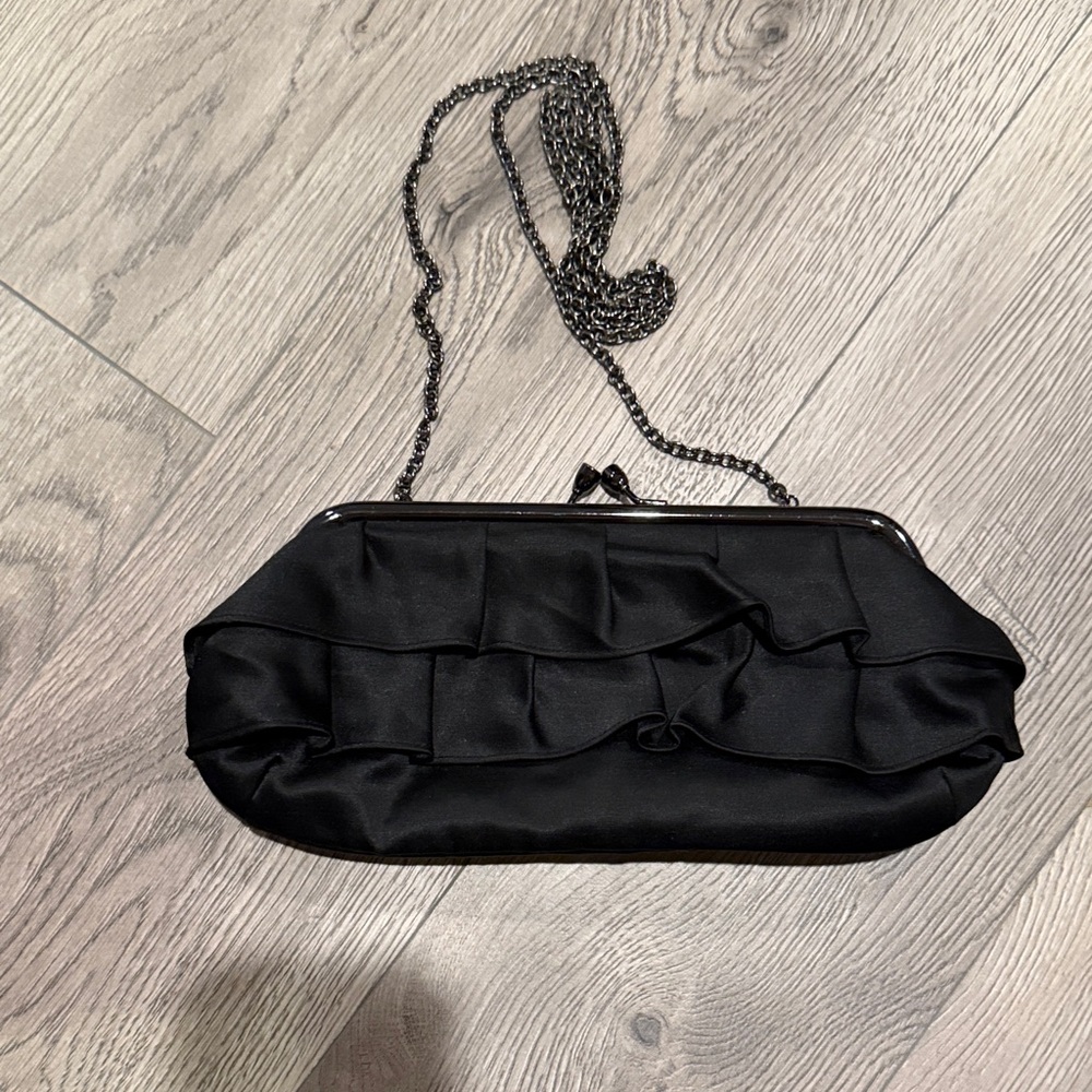 Target Black Ruffle Clutch with Chain Strap